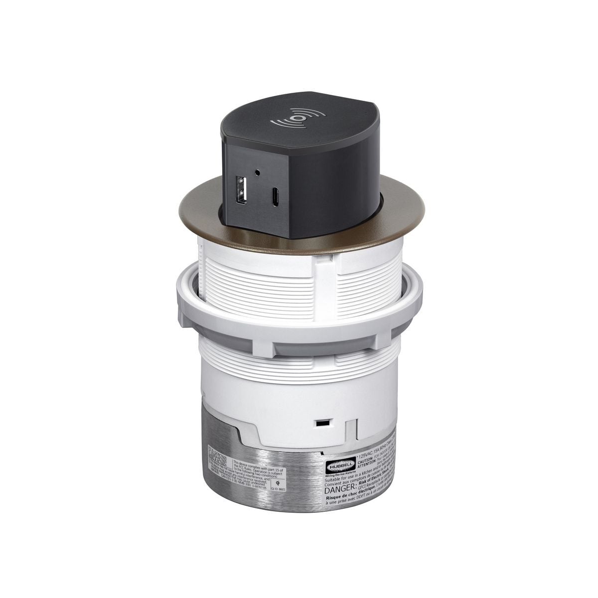 20A Tri-Power Pop Up Counter Receptacle, Surface Mount, Bronze & Color Kit
