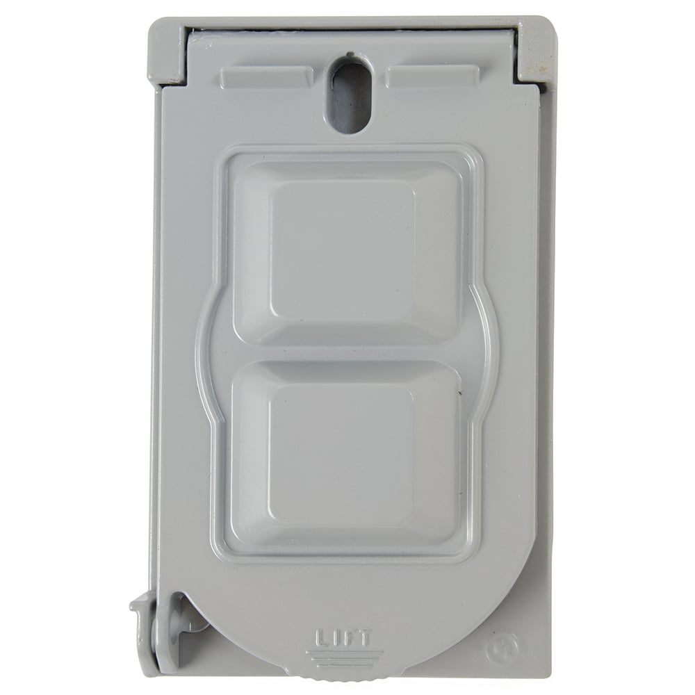 Cast Weatherproof Cover Verticle,Toggle Switch + 1.750 Power Outlet,1 Self Closing Lid, Gray
