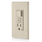 15A-125V, Tamper-Resistant, Self-test SmartlockPro Combination GFCI single receptacle/outlet with a switch, without wallplate/faceplate, monochromatic  LIGHT ALMOND
