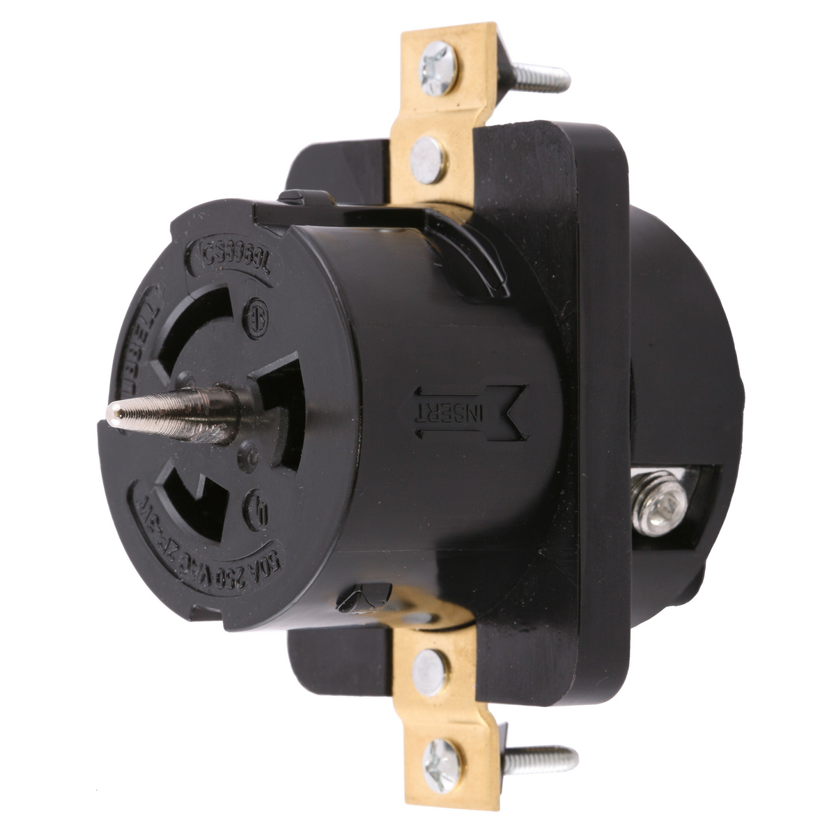 Economy, Receptacle, 50A 3-Phase Delta 250V AC, 3-Pole 4-Wire Grounding, Non-NEMA, Screw Terminal