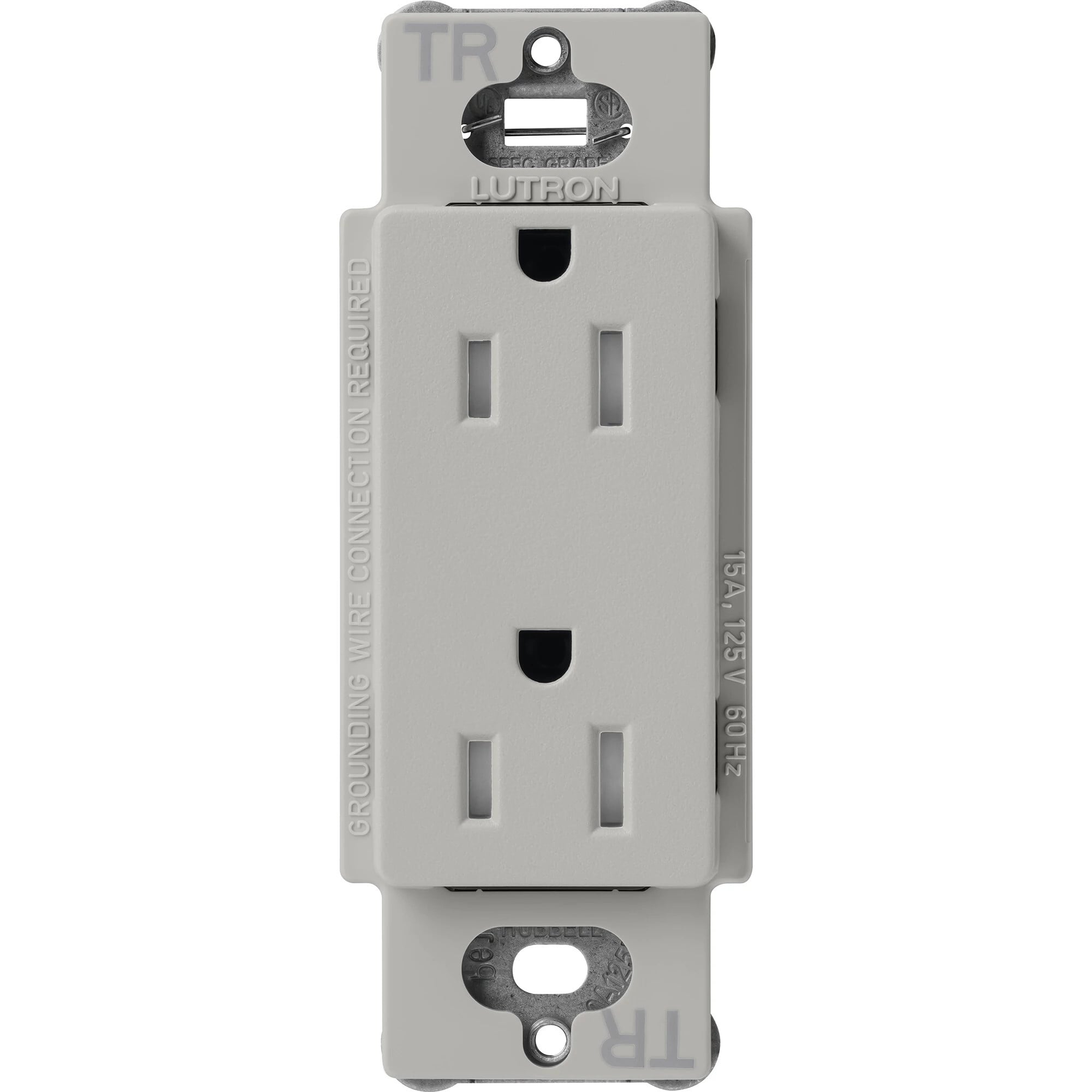 Lutron Claro Tamper-Resistant Duplex Receptacle, 15 Amp, Pebble