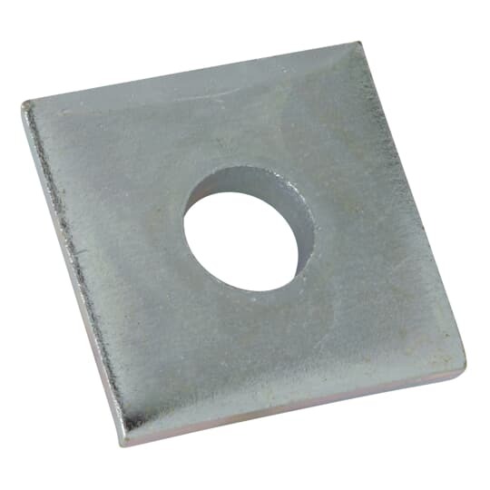 Washer, Square, Size 1-1/2 Inches x 1-1/2 Inches, Bolt Size 1/2 Inch, Thickness 1/4 Inch, Electro-Galvanized Steel