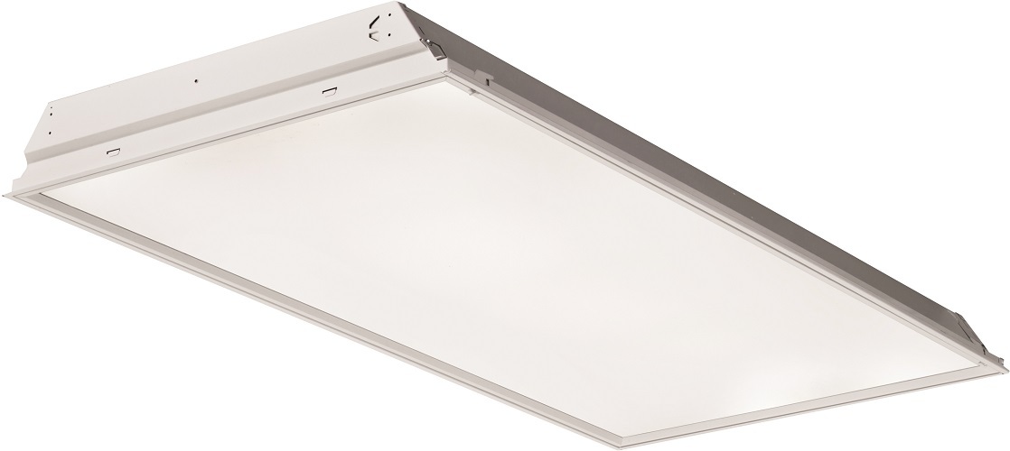 LED troffer, 2x4, Nominal 4800 lumens, Flush aluminum, white, #12 pattern acrylic, eldoLED dimming 1pct, 80+ CRI, 4000K, SKU - 231RJ4