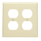 2-Gang Duplex Device Receptacle Wallplate, Hot Stamped Isolated Ground, Orange