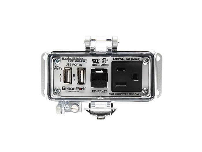 PANEL INTERFACE CONNECTOR WITH USB TYPE QTY 2 A/F TO A/F, RJ45, PMH, UL TYPE 4, SIMPLEX OUTLET, NO CB