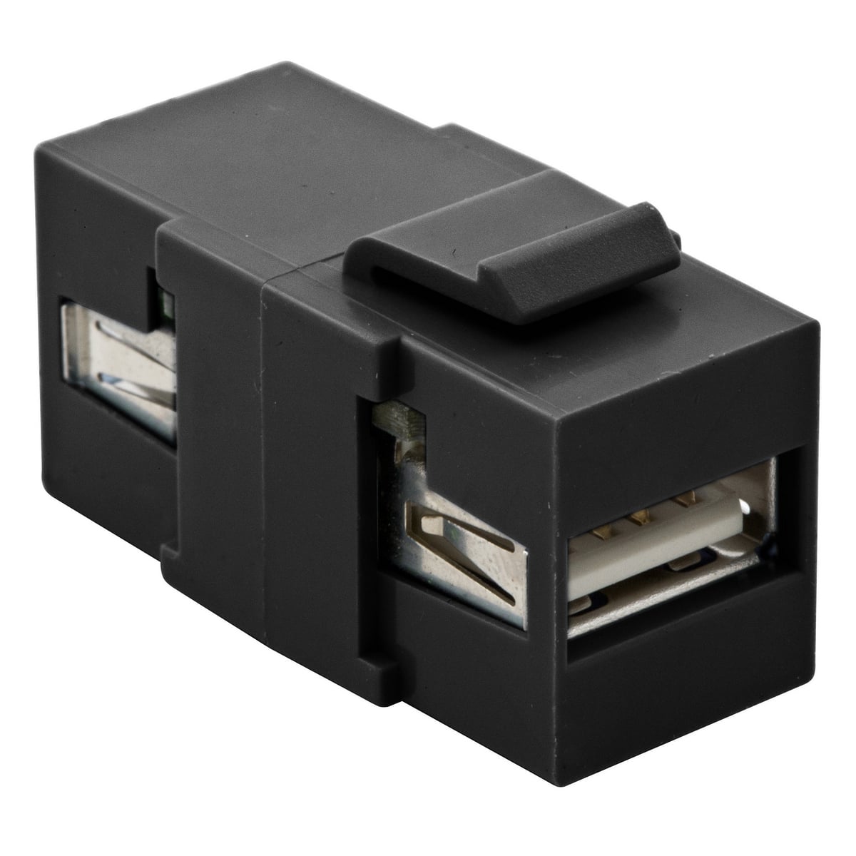 Keystone USB Jack, Snap-Fit, V3.0, A to A, Black
