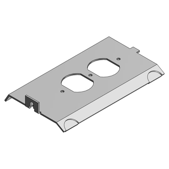 Access Floor Module Cover, Length 5-7/8 Inches, Galvanized Steel, Duplex Cover Sloped 60 Degrees, Power Panel