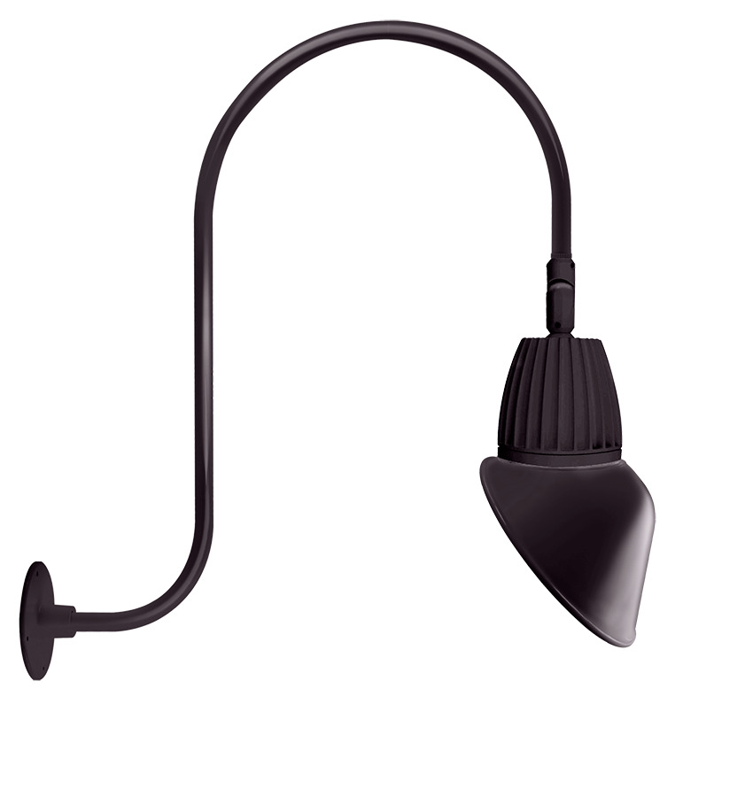 Decorative 388 Lumens Gooseneck 13W 4000K Up Curve 30 Inches High & 25 Inches From The Wall Angled Cone Flood 11 Inches Bronze