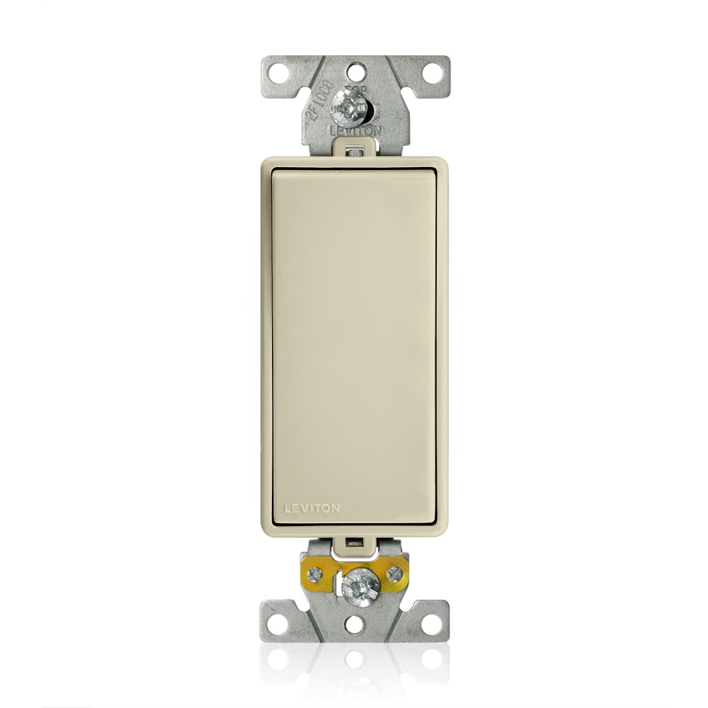 M5691-I Decora Plus Lev-Lok Framed Heavy Duty Self-Grounding Rocker Switch, 125 V AC, 15 A, 1/2 hp, 2 hp Power Rating