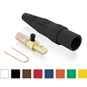 Male Plug, Contact & Insulator, Cam-Type, Detachable, Crimped, 3/0 - 4/0 AWG, 400 Amp Max, 16 Series Taper Nose, Type 3R "While-in-Use"-Blue