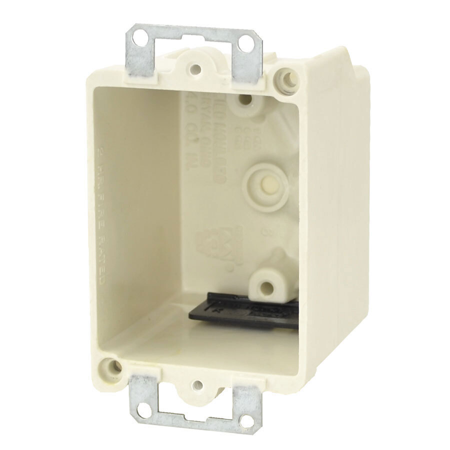 1-Gang Switch/Receptacle Outlet Box; 2-1/2 Inch Depth, Thermoset-Fiberglass Reinforced Polyester, 14 Cubic-Inch, Beige/Tan