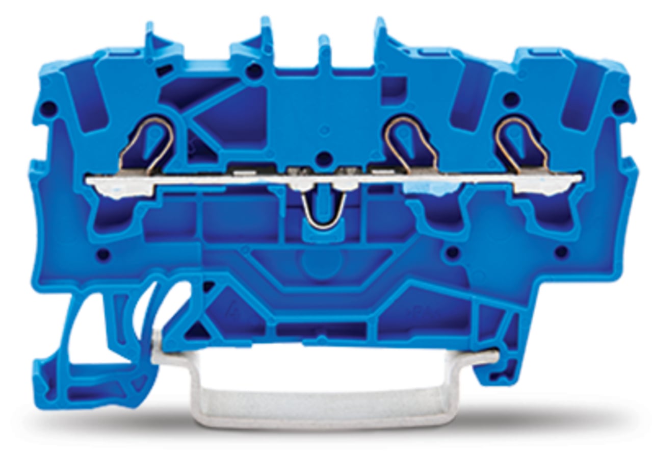 3-conductor through terminal block; 1.5 mm; for Ex e II and Ex i applications; side and center marking; for DIN-rail 35 x 15 and 35 x 7.5; Push-in CAGE CLAMP; 1,50 mm; blue