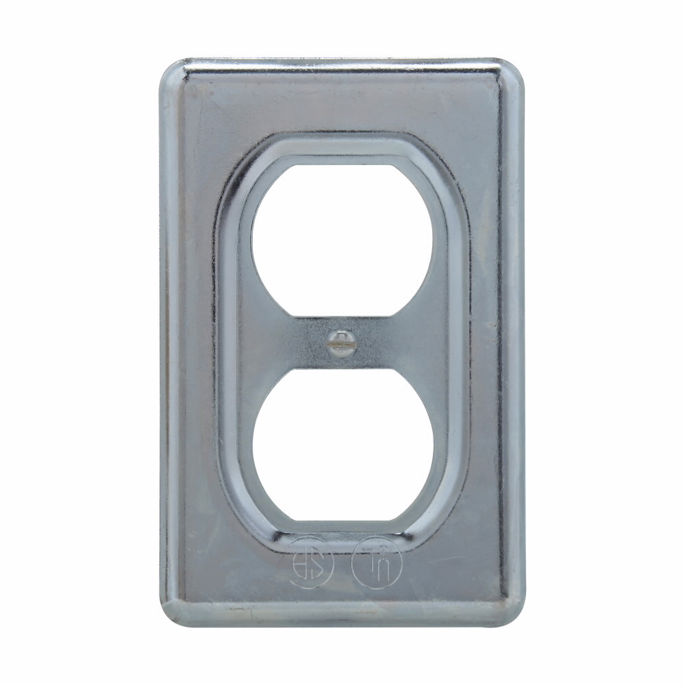 Eaton Crouse-Hinds series DS duplex receptacle cover, Sheet steel, Surface mount, Single-gang, For duplex convenience receptacles