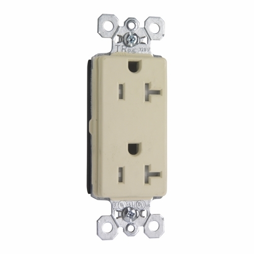 PlugTail Tamper-Resistant Decorator Spec Grade Duplex Receptacle, 20amp 125volt, Ivory