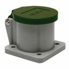 NEMA Type 3R Enclosure with Automatic Closing Lid, Thermoplastic Housing and Cover, Stainless Steel Torsion Spring, Green