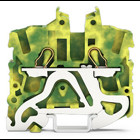 2-conductor miniature ground terminal block; with operating slots; 2.5 mm²; with test port; side and center marking; for DIN-15 rail; Push-in CAGE CLAMP; 2,50 mm²; green-yellow