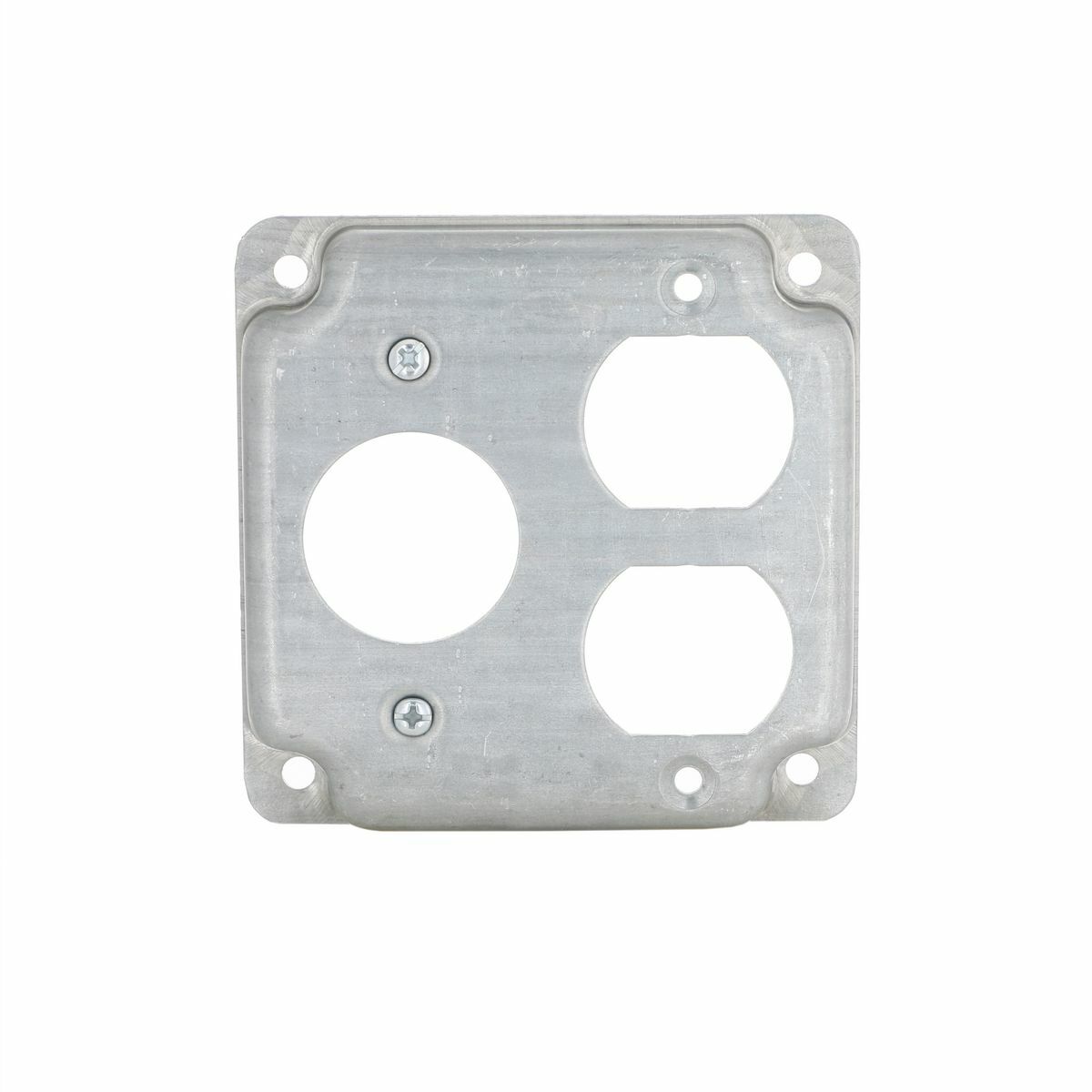 4 In. Square Exposed Work Covers - Raised 1/2 In., 1 Duplex and1Receptacle 1.406 In. Dia.