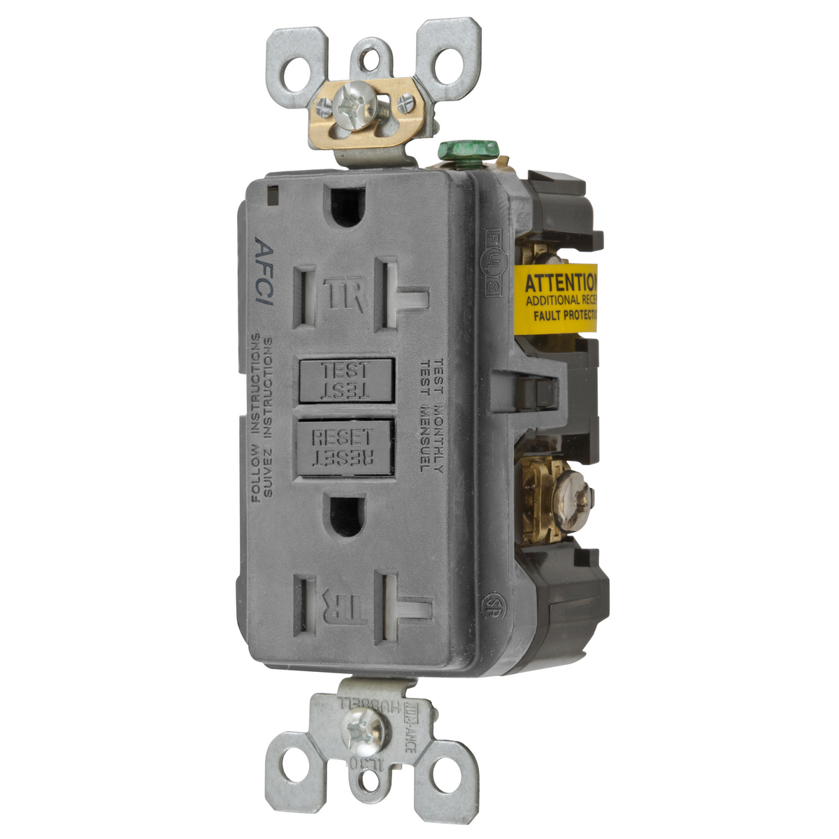 20A ARC FAULT TR RECEPTACLE GRAY.