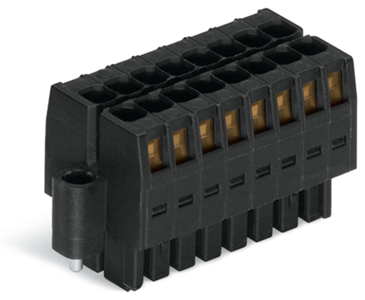 1-conductor female connector, 2-row; CAGE CLAMP; 1.5 mm; Pin spacing 3.5 mm; 32-pole; 100% protected against mismating; Screw flange; 1,50 mm; black