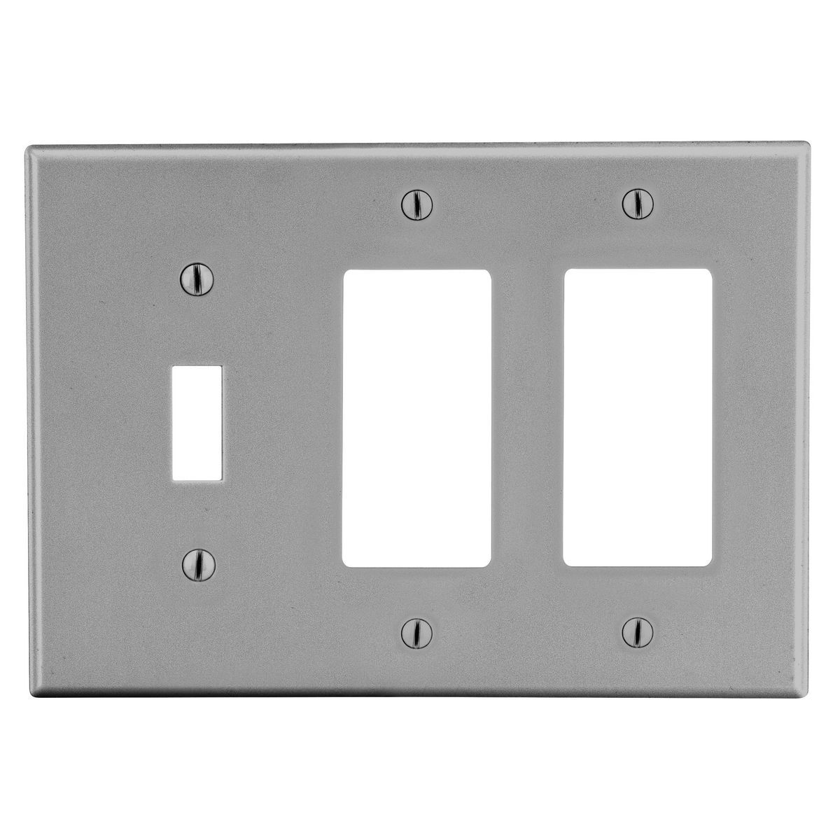 Wallplate, 3- Gang, 1) Toggle 2) Decorator, Gray