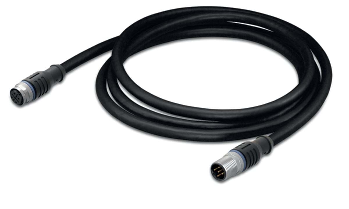 Sensor/Actuator cable; M12A socket; straight; M12A plug; straight; 4-pole; Length: 2 m