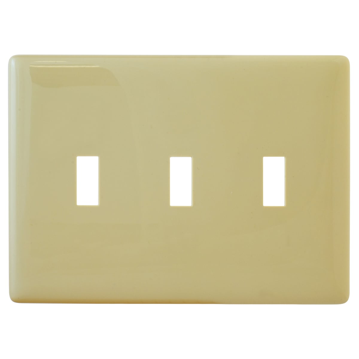 Wallplates and Box Covers, Wallplates, Thermoplastic, 3-Gang, 3) Toggle Openings, Ivory