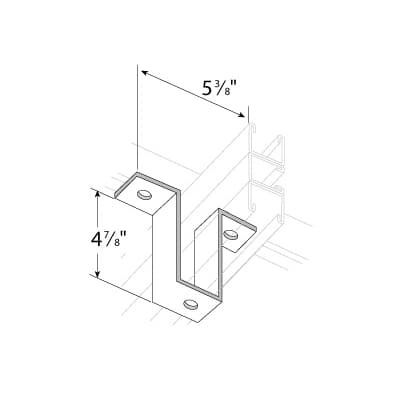 Support, U Shape, Length 5-3/8 Inches, Depth 4-7/8 Inches, Hole Diameter 1 Inch, Steel, For A Series Channels