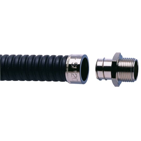 1/2 Inch Nickel Plated Brass Straight Fitting with Fixed External Thread, IP40 Rating, Metric Thread Size M20