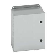 Eaton B-Line series JIC panel enclosure, 10" height, 6" length, 8" width, NEMA 4X, Hinged cover, 4XSQT enclosure, Wall mount, Small single door, External mounting feet, 304 stainless steel, Seamless poured in-place gasket