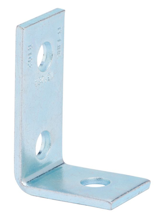 B102GRN 90 deg Corner Angle, 3 Holes, 2-1/4 in L x 3-1/2 in W x 7/32 in THK, Steel