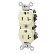 20-Amp, 125 Volt, Industrial Series Heavy Duty Specification Grade, Duplex Receptacle, Straight Blade, Isolated Ground, Light Almond