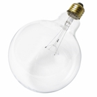 Incandescent Globe Lamp, Designation: 40G40, 120 V, 40 WTT, G40 Shape, E26 Medium Base, Clear, C-9 Filament, 4000 HR, Lumens: 300 LM Initial, 6-3/4 IN Length, 5 IN Diameter