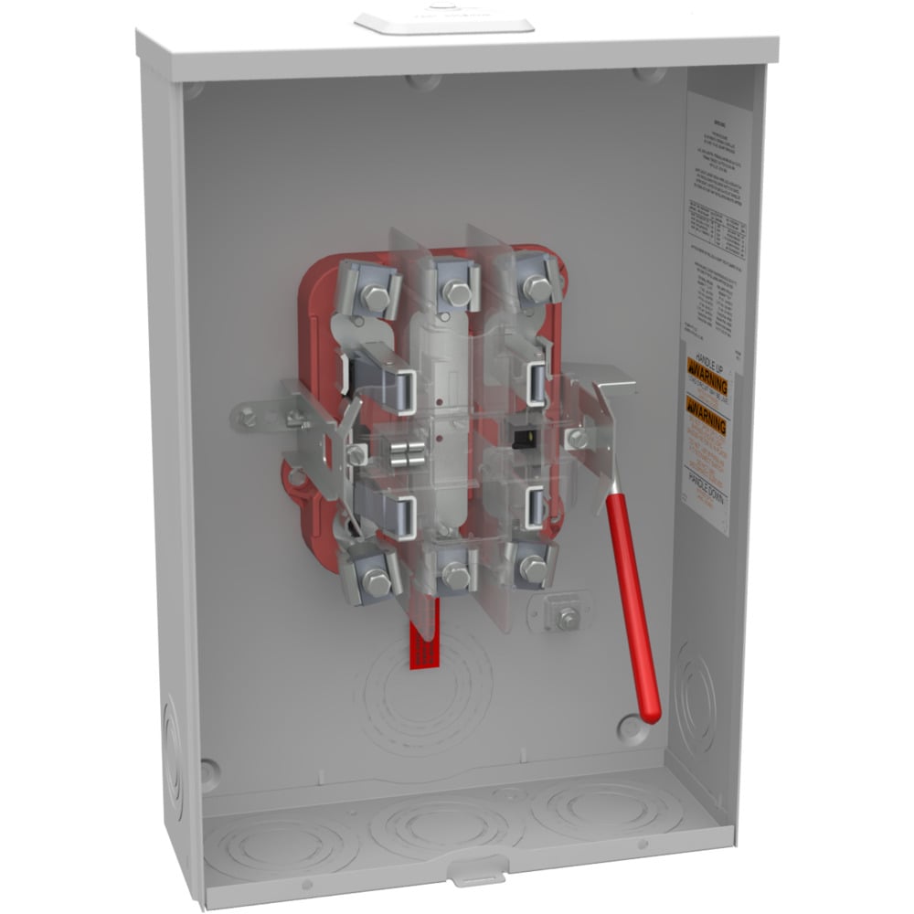 U4801-XL-5T9 Single Position Meter Socket, 200 Amp, 1 Phase, Ringless, Lever, 5 Term, OH, UG, 600V