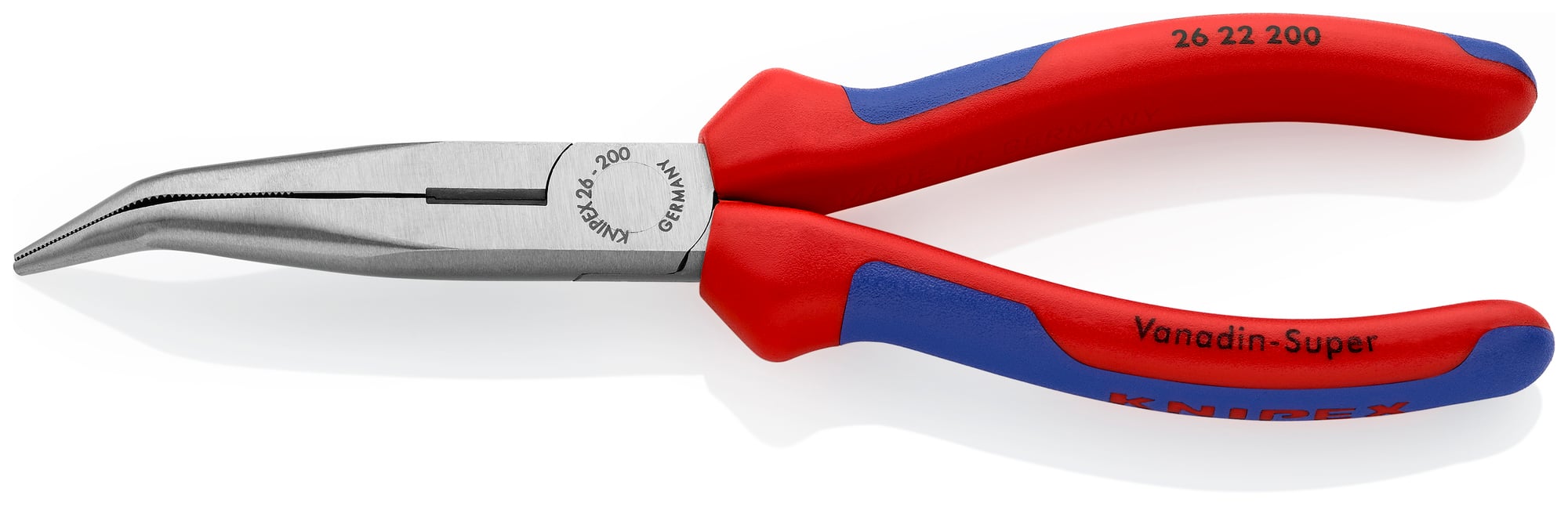 Long Nose 40° Angled Pliers with Cutter, 8 in., Multi-Component, Bulk