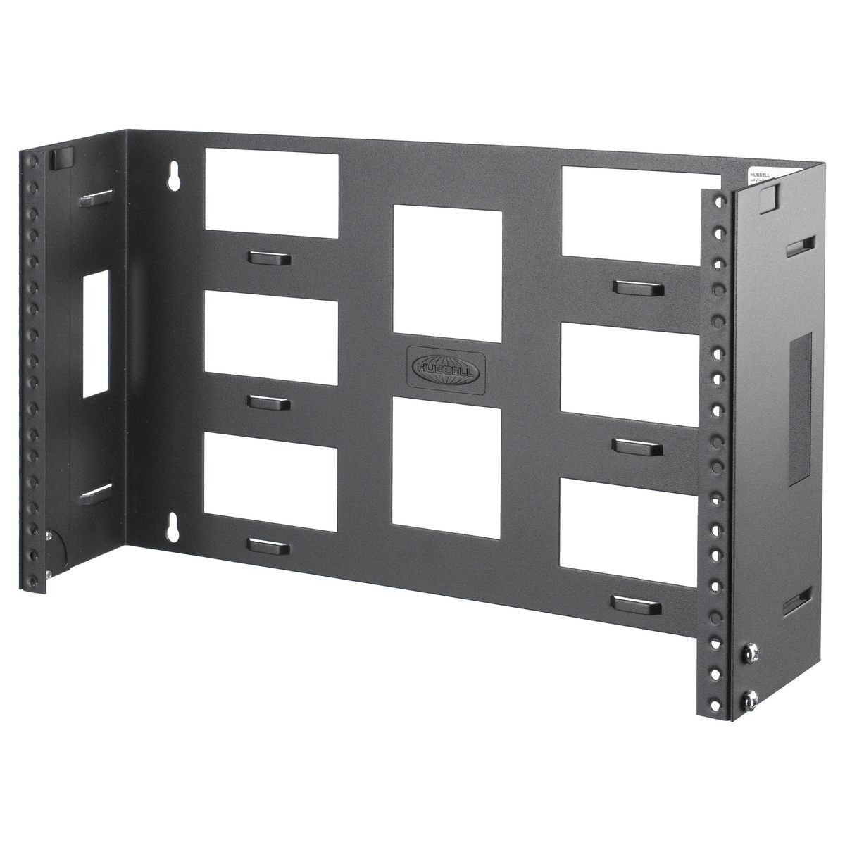 Cable Management Hardware, Wall Mount Bracket, Bottom Hinged, 6 Rack Units, 4" Deep