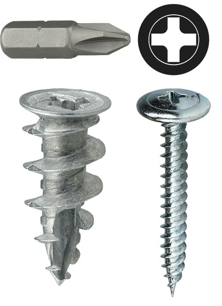 Wall Board Kit, #8 x 1-1/4 IN Size, 50 pieces, Zinc material, Phillips drive type, includes (50) Wafer Head Phillips Screw, Tuff Pack Packaging