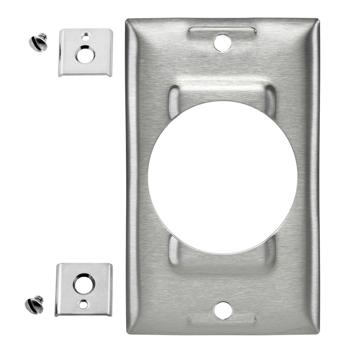 Wallplates and Boxes, Metallic Plates, 1- Gang, 1) 50A Twist-Lock Opening, Standard Size, Stainless Steel