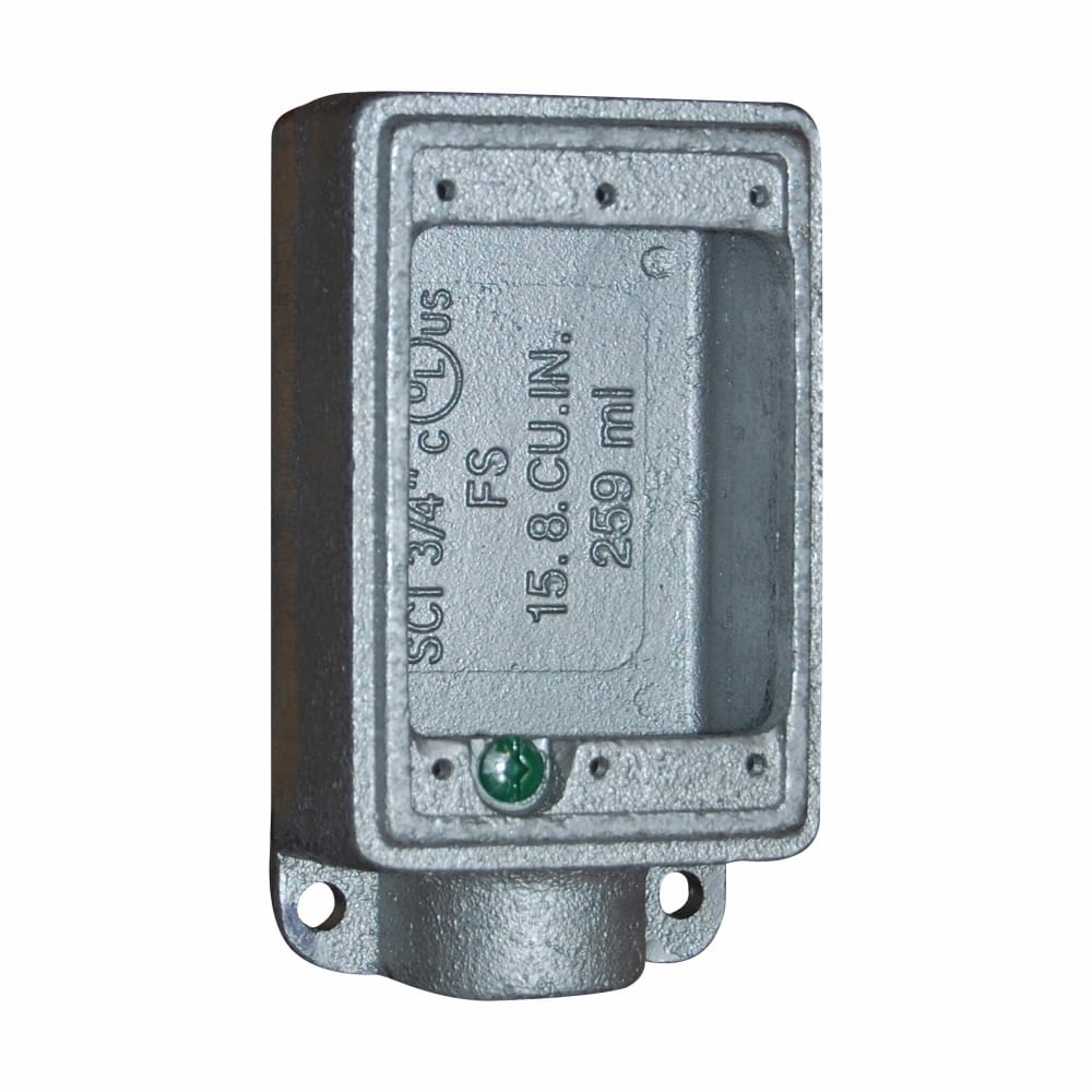 Eaton Crouse-Hinds series Condulet FS device box, Shallow, Malleable iron, Single-gang, 1/2"