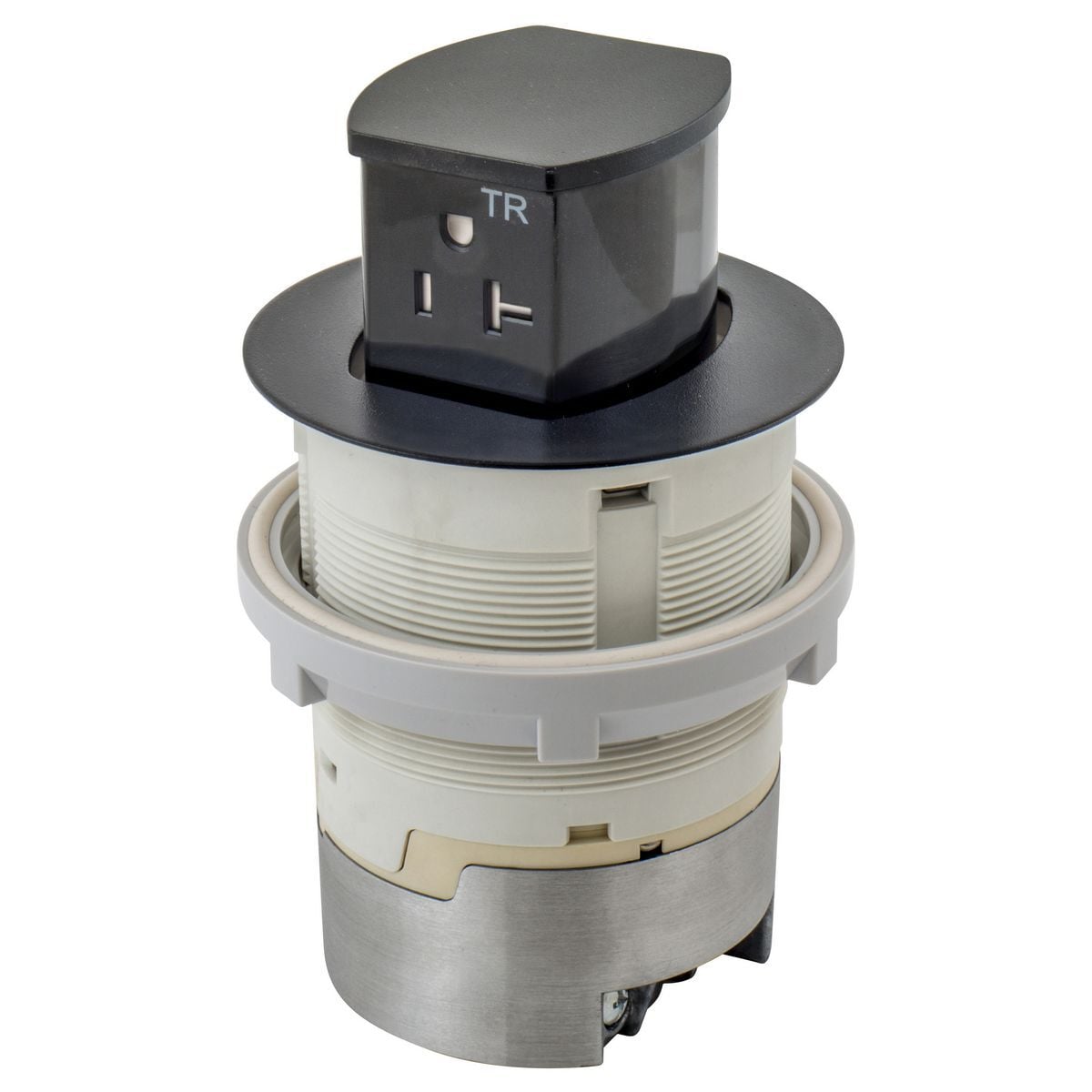 20A Kitchen Counter Receptacle, Flush Mount, Black