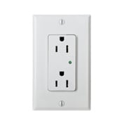 15 Amp, 125 Volt, Decora Plus Duplex Surge Suppressor Receptacle, Straight Blade, Industrial Grade, Self Grounding, White