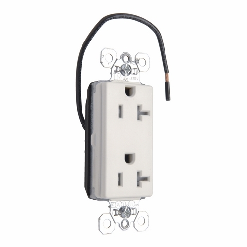 PlugTail Tamper-Resistant Split Circuit Decorator Spec Grade Duplex Receptacle, 20amp 125volt, White