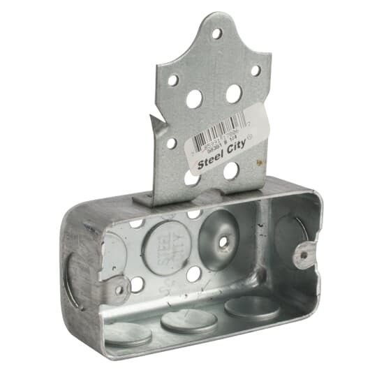 One Gang Utility Box, 10.3 Cubic Inches, 4 Inches Long x 2-1/8 Inches Wide x 1-1/2 Inches Deep, 1/2 Inch Knockouts, Pre-Galvanized Steel, Drawn Construction, B Bracket, For use with Conduit