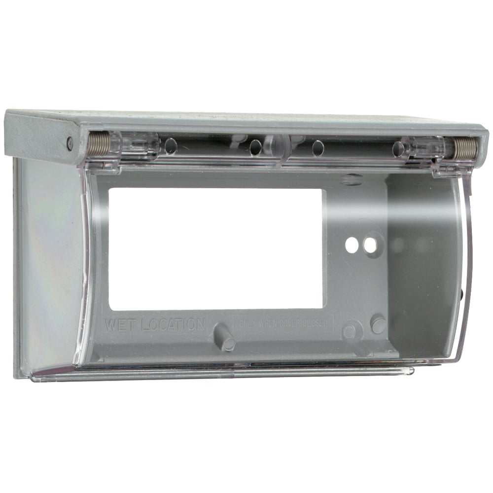 Weatherproof Thermoplastic Self-Closing Cover, Decorator, Horizontal 2 Screw Mounting, Gray