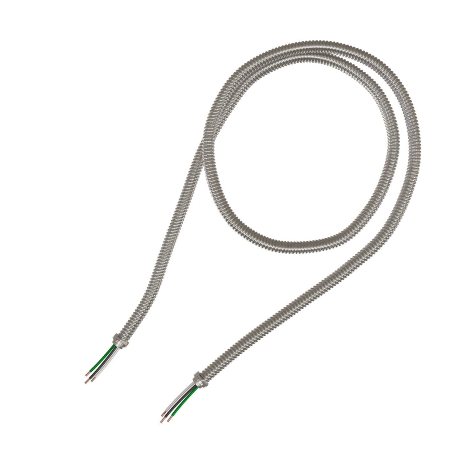 16-3c BK WE GN Metallic Fixture Whips, 3/8"x6' Galvanized Type RW Steel Flexible Metal Conduit , 100 per Barrel, UL LISTED