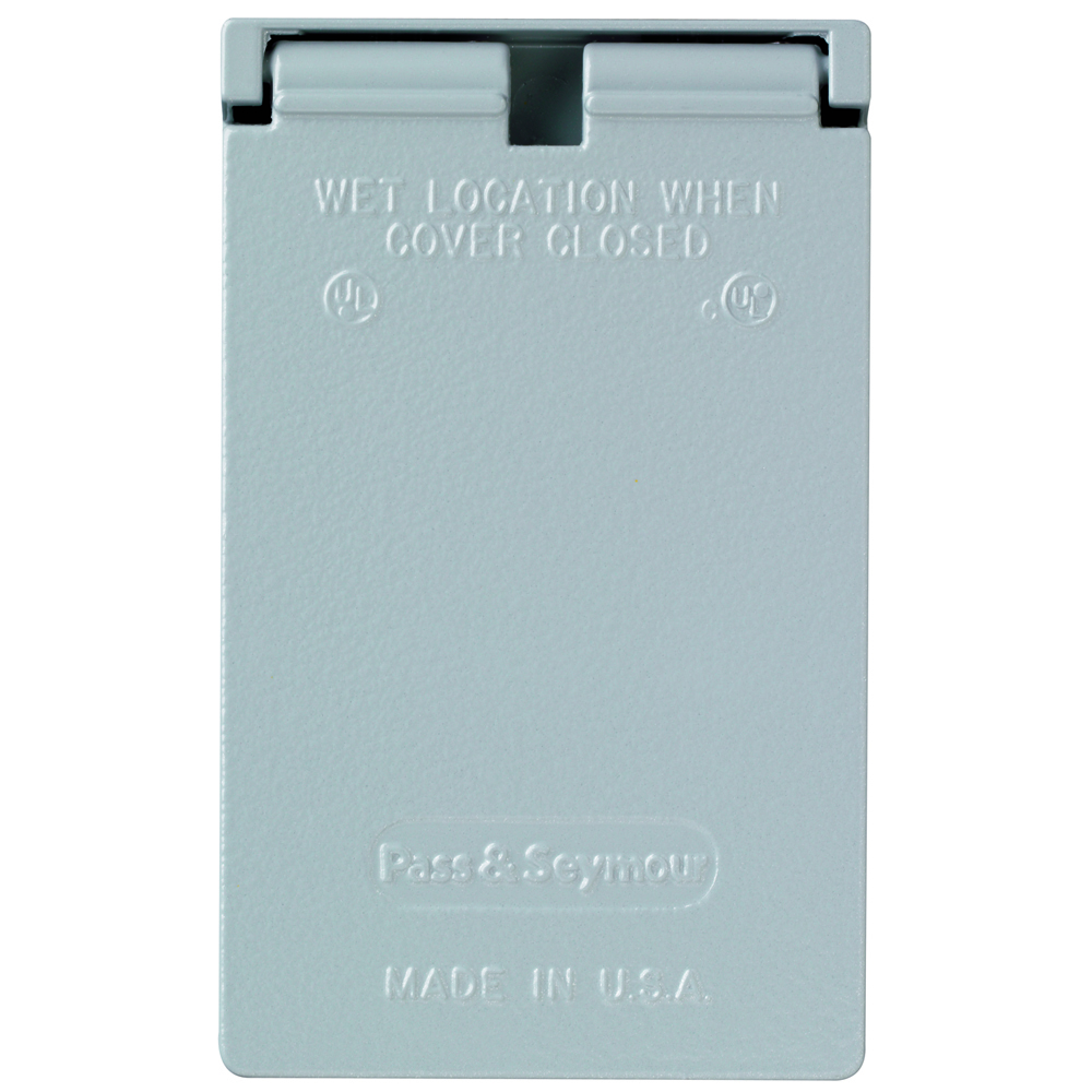 Weatherproof Cover Duplex Receptacle, Vertical 1 Self Closing Lid,5 Screw Mounting, Gray