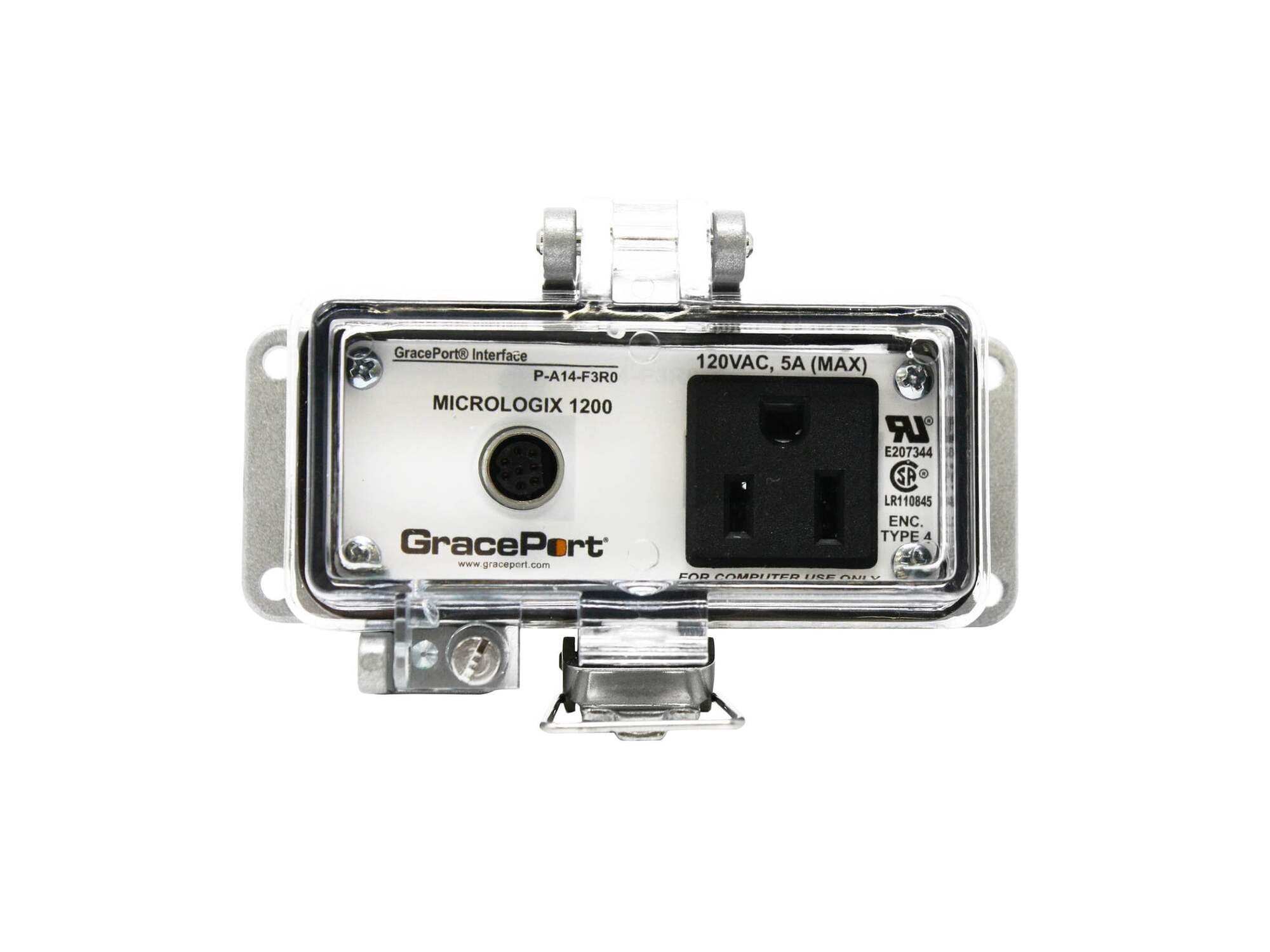 Panel Interface Connector with A-B MicroLogix 1200 Extension (& all previous); Panel Mount Housing; UL Type 4; Simplex Outlet; No Circuit Breaker