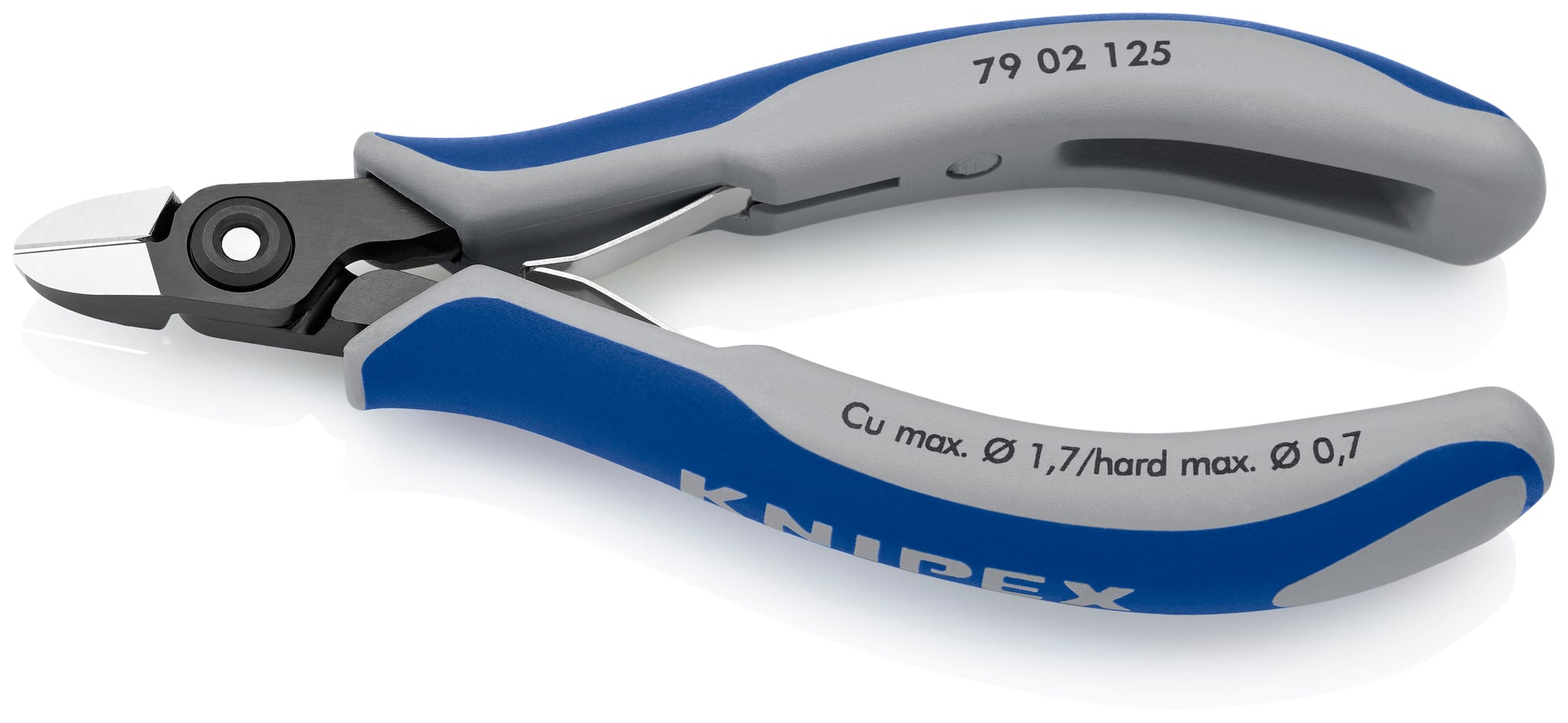 Electronics Diagonal Cutters, 5 in., Multi-Component, Polished, Semi-Flush with very Small Bevel Cut, Tapered Head, Up to 1/32 in. Hard Wire