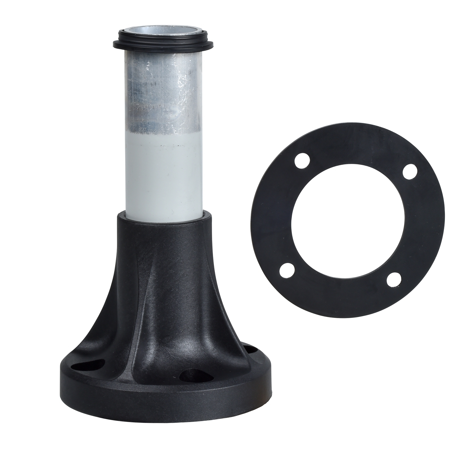 Fixing base, Harmony XVB, for modular tower lights, plastic, 70mm, 80mm aluminium support tube + black fixing plate