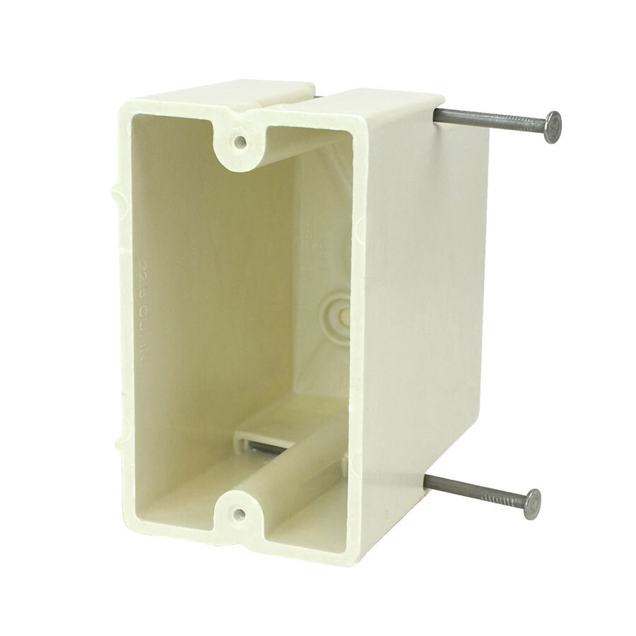 1-Gang Switch/Receptacle Outlet Box; 3-9/16 Inch Depth, Thermoset-Fiberglass Reinforced Polyester, 22.5 Cubic-Inch, Beige/Tan