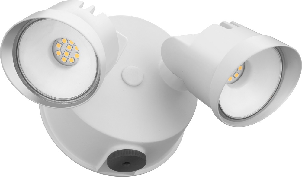 Dec Resi Floodlights, LED, 2 round heads, 4000K, 120V, Photocell, buttontype, White, sku - 237Y2N